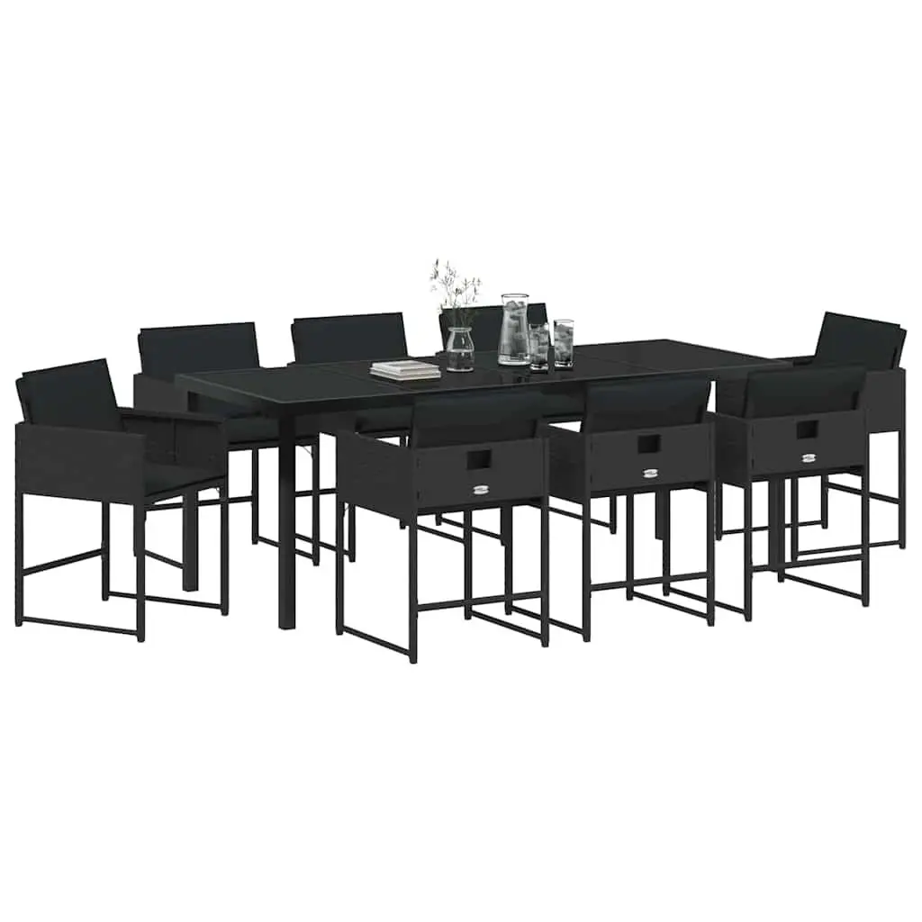 9-Piece Outdoor Garden Dining Set in Black