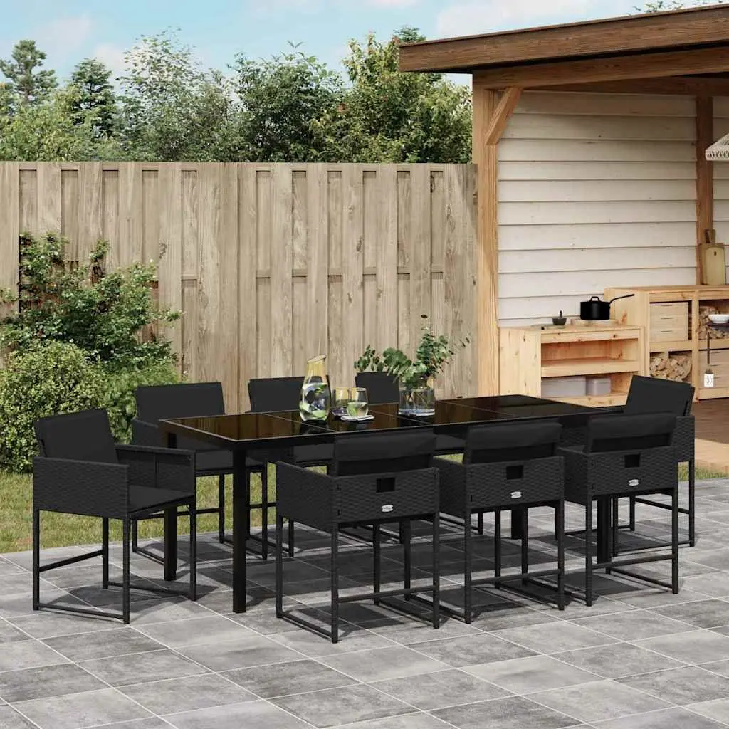9-Piece Outdoor Garden Dining Set in Black