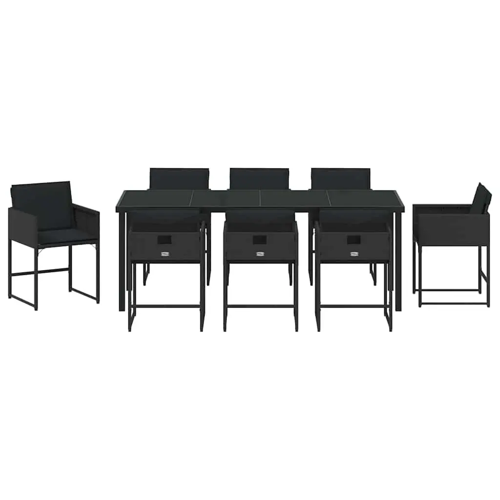 9-Piece Outdoor Garden Dining Set in Black
