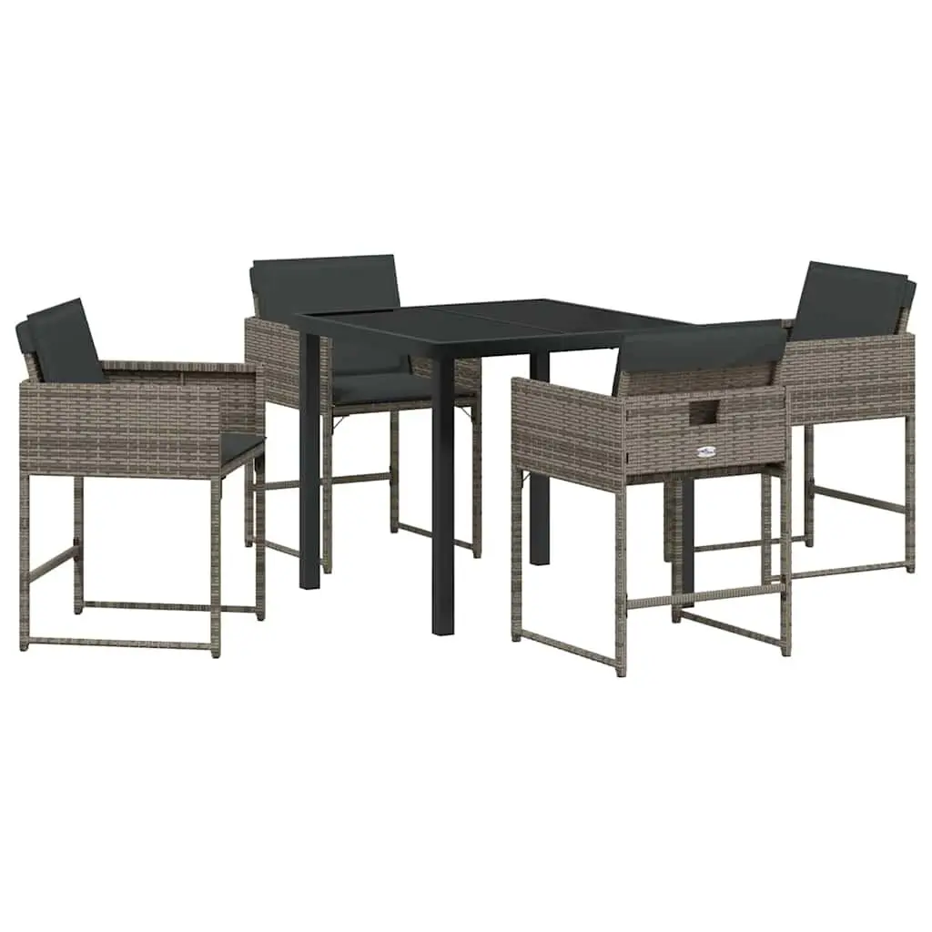 5-Piece Garden Dining Set in Grey Rattan