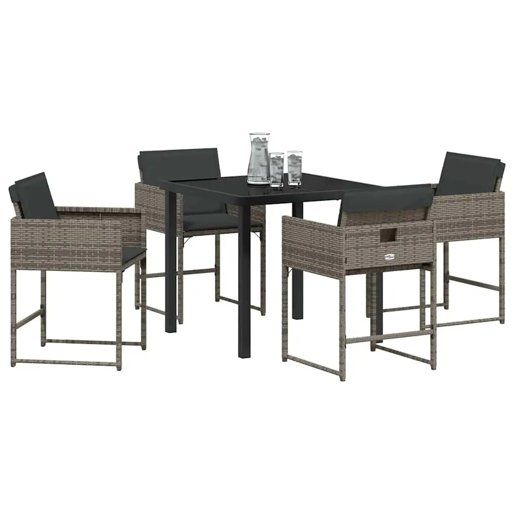 5-Piece Garden Dining Set in Grey Rattan