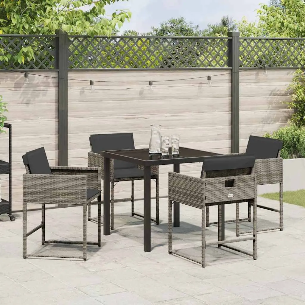 5-Piece Garden Dining Set in Grey Rattan