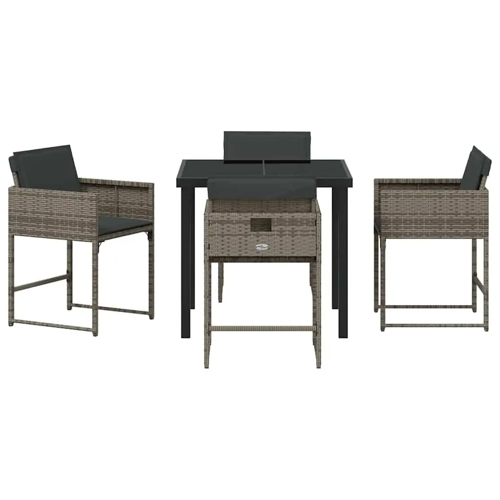 5-Piece Garden Dining Set in Grey Rattan
