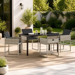 Light Grey Garden Dining Set 5-Piece Outdoor Furniture