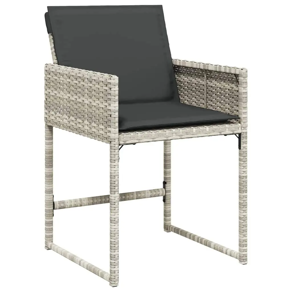 Garden Dining Set Poly Rattan Steel 5 Pieces Light Grey Outdoor Furniture Table Chairs