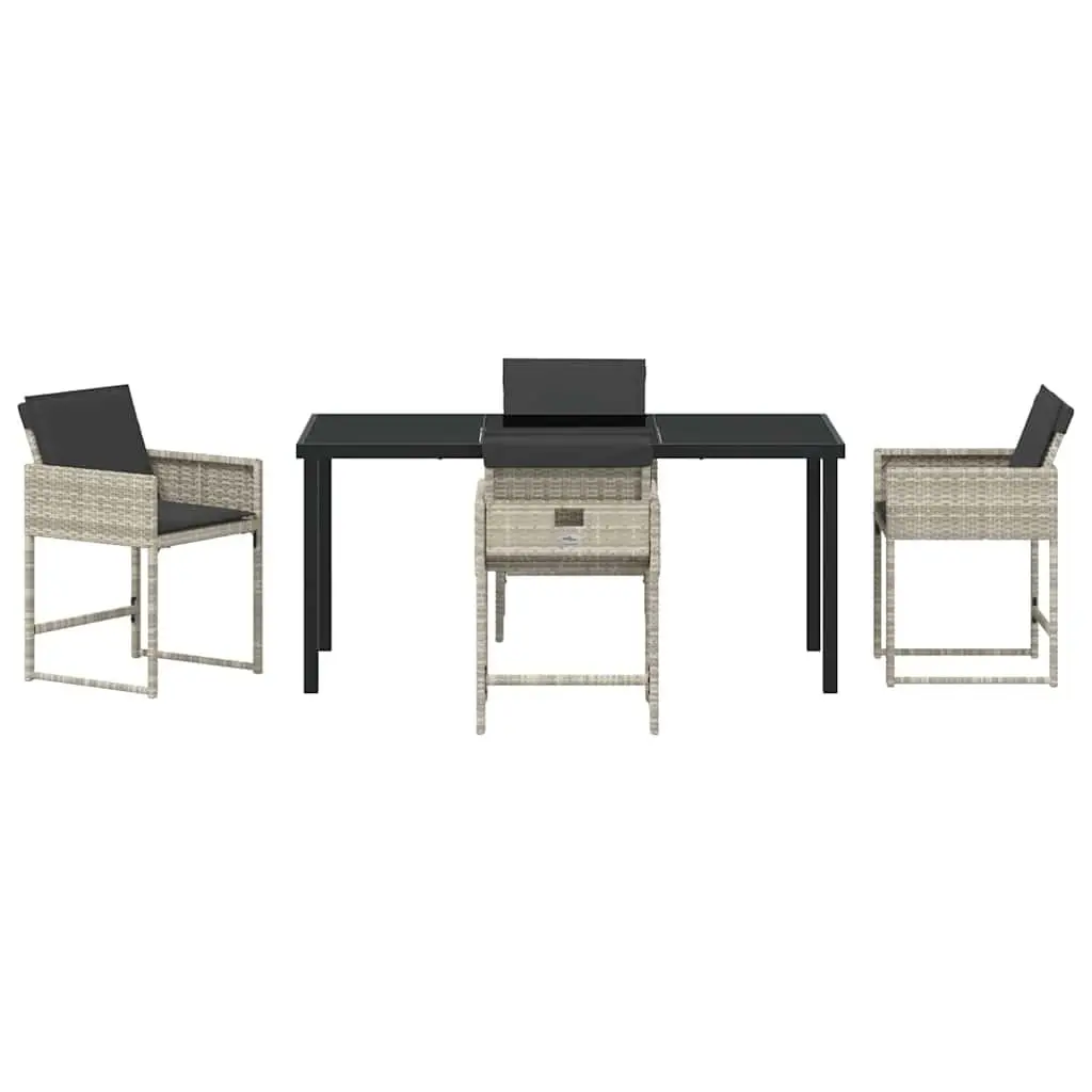 Garden Dining Set Poly Rattan Steel 5 Pieces Light Grey Outdoor Furniture Table Chairs