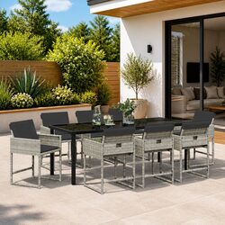 Light Grey Garden Dining Set 9-Piece Outdoor Furniture