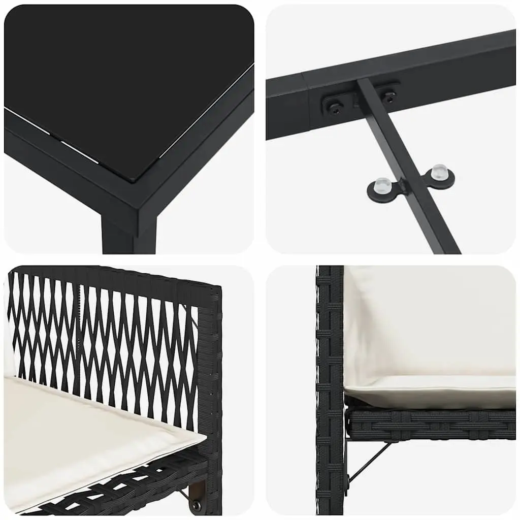 5-Piece Black Poly Rattan Garden Dining Set