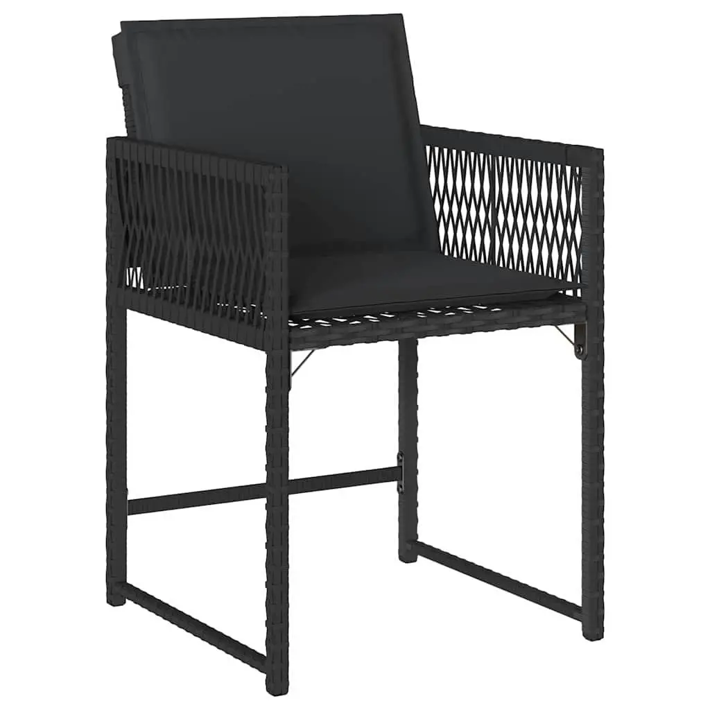 Outdoor Garden Dining Set Poly Rattan Steel Frame 5 Piece Black