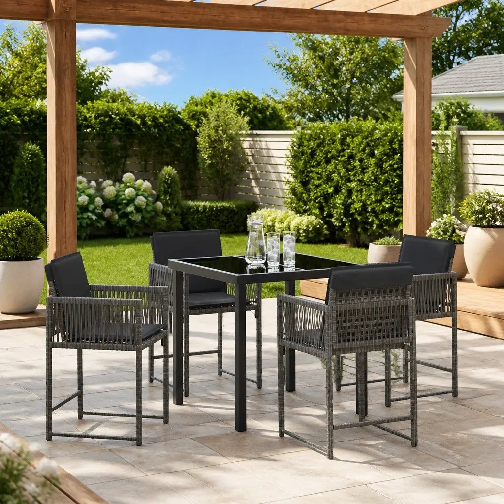 Grey 5-Piece Garden Dining Set for Outdoor Spaces