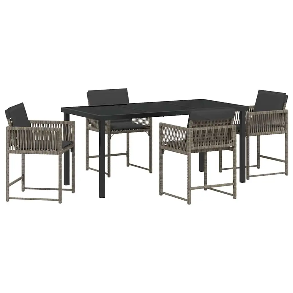 5 Piece Garden Dining Set with Grey Poly Rattan
