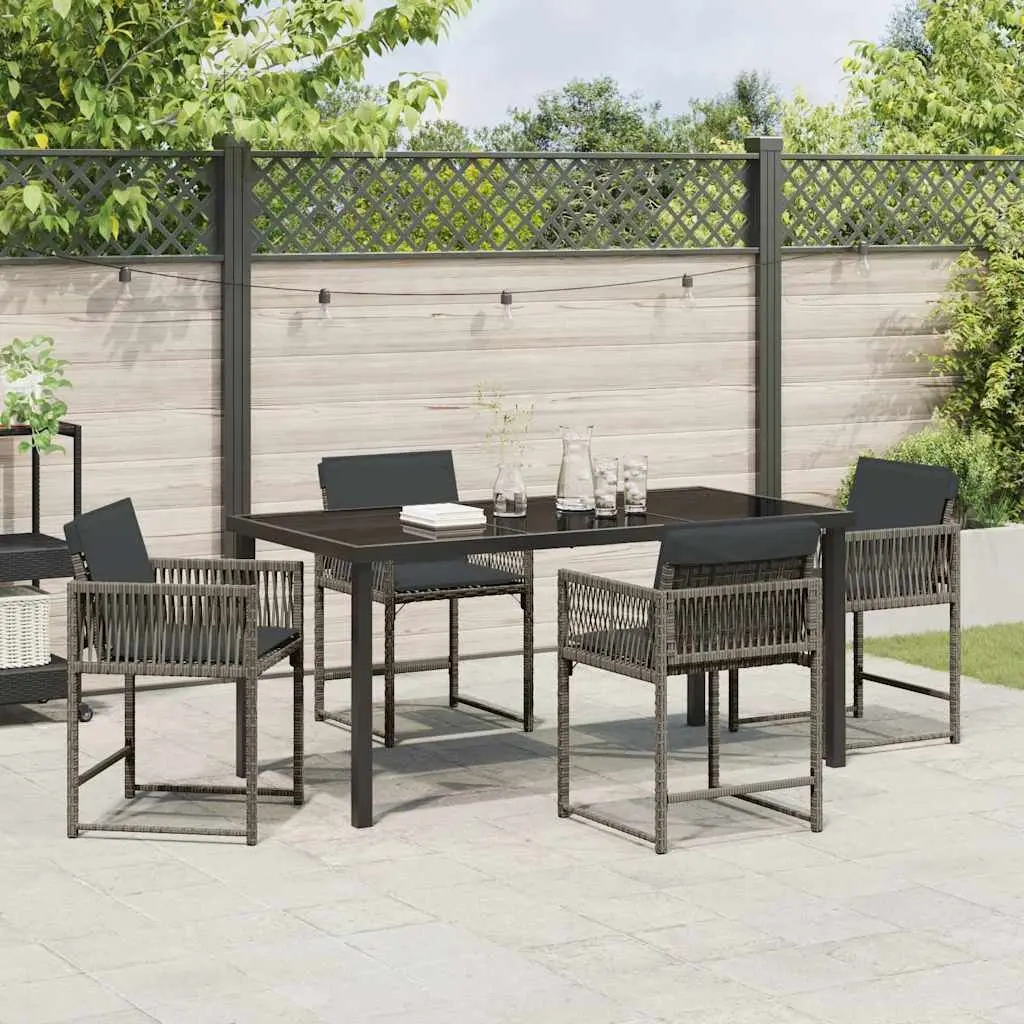 5 Piece Garden Dining Set with Grey Poly Rattan
