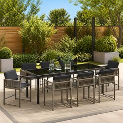Durable 9-Piece Grey Garden Dining Set for Outdoor Spaces