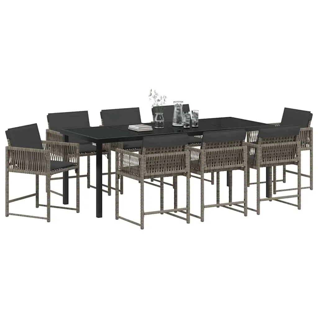 9-Piece Grey Garden Dining Set for Outdoor Spaces