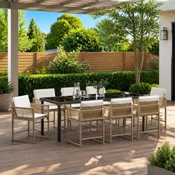 9-Piece Garden Dining Set with Durable Poly Rattan