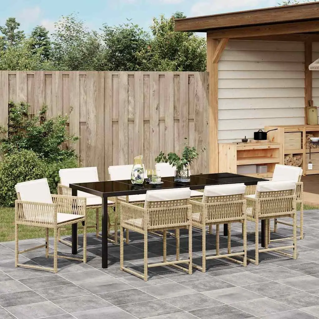 9-Piece Garden Dining Set with Durable Poly Rattan