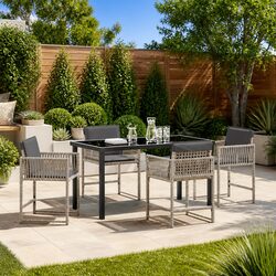 Light Grey Poly Rattan 5 Piece Garden Dining Set