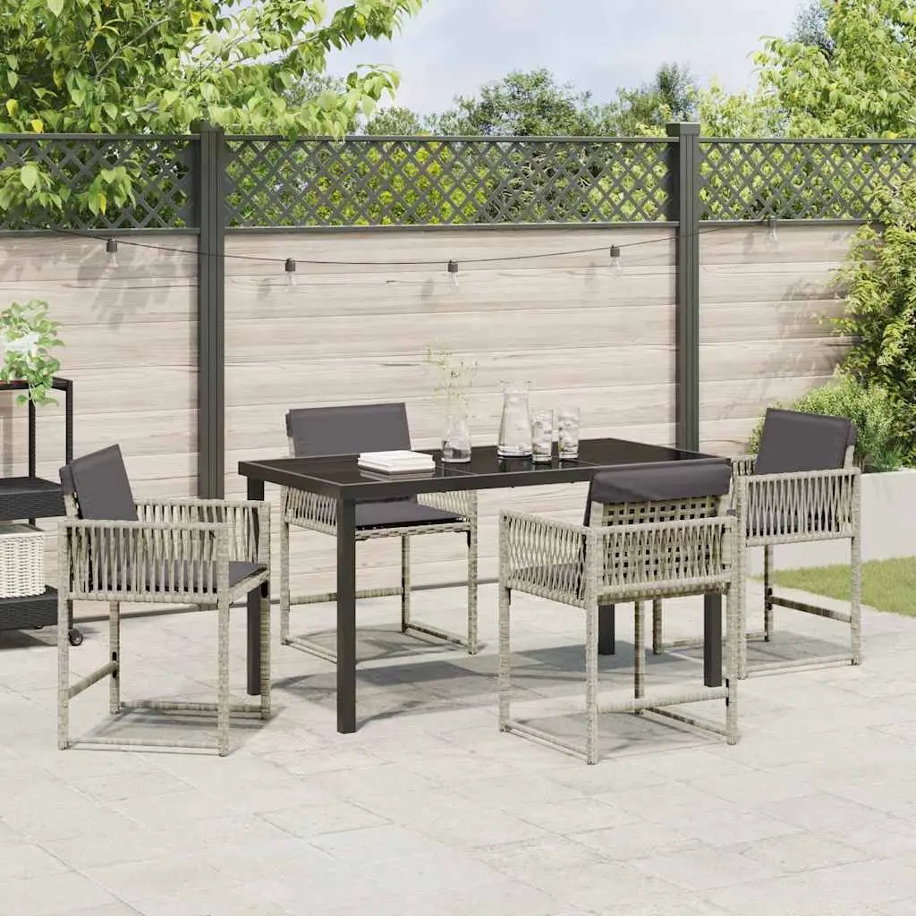 Light Grey Poly Rattan 5 Piece Garden Dining Set
