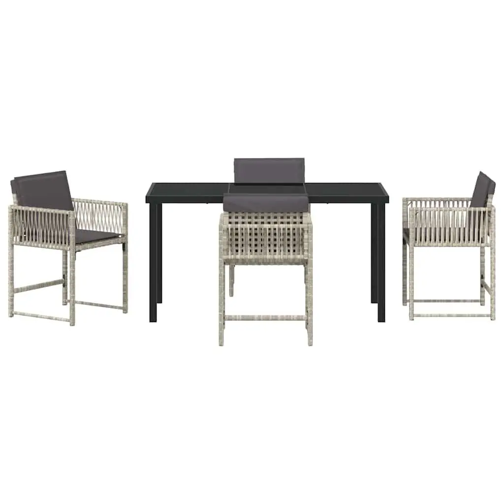 Light Grey Poly Rattan 5 Piece Garden Dining Set