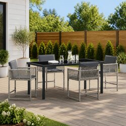 Durable 5-Piece Garden Dining Set in Light Grey