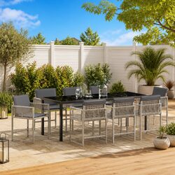 Light Grey 9-Piece Garden Dining Set for Outdoor Use