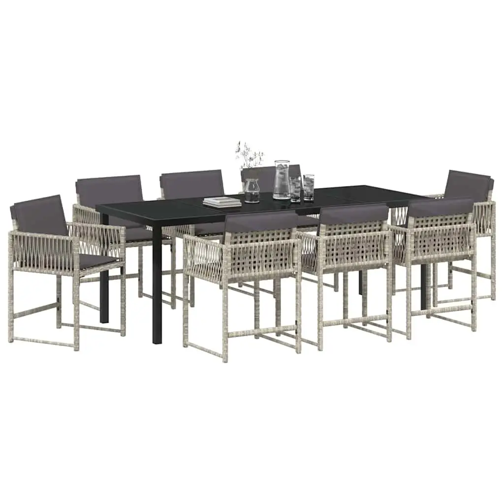 Light Grey 9-Piece Garden Dining Set for Outdoor Use