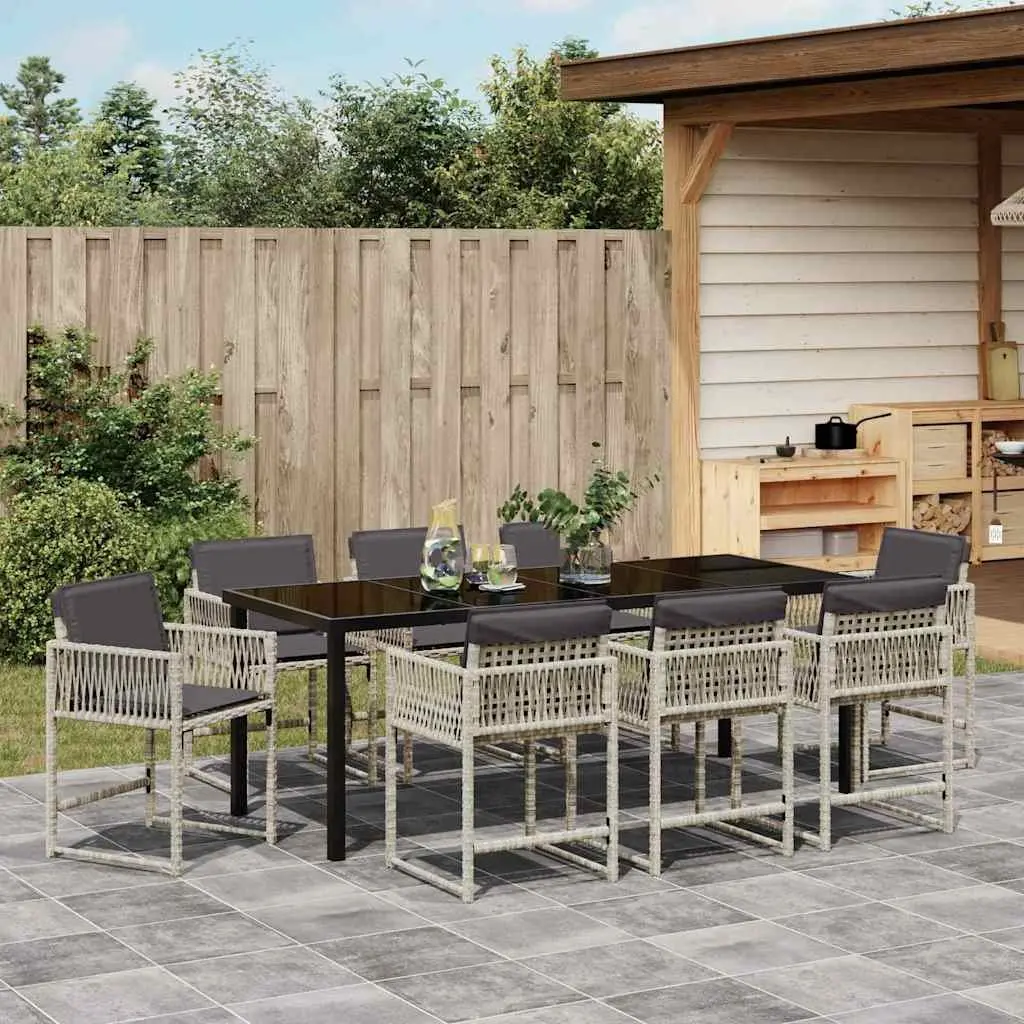 Light Grey 9-Piece Garden Dining Set for Outdoor Use
