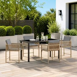 Beige 5-Piece Patio Dining Set with Durable Design