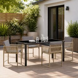 Durable 5-Piece Outdoor Dining Set in Beige