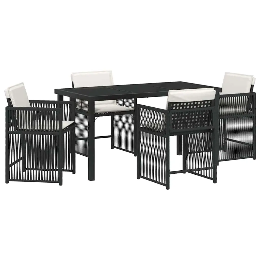 Garden Dining Set Poly Rattan 5 Piece Black Outdoor Furniture Table Chairs