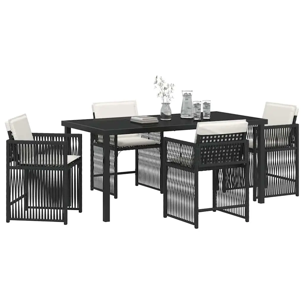 Garden Dining Set Poly Rattan 5 Piece Outdoor Furniture Black