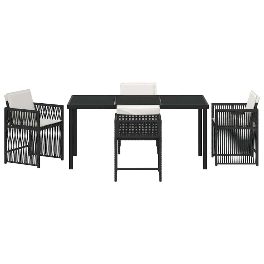 Garden Dining Set Poly Rattan 5 Piece Outdoor Furniture Black
