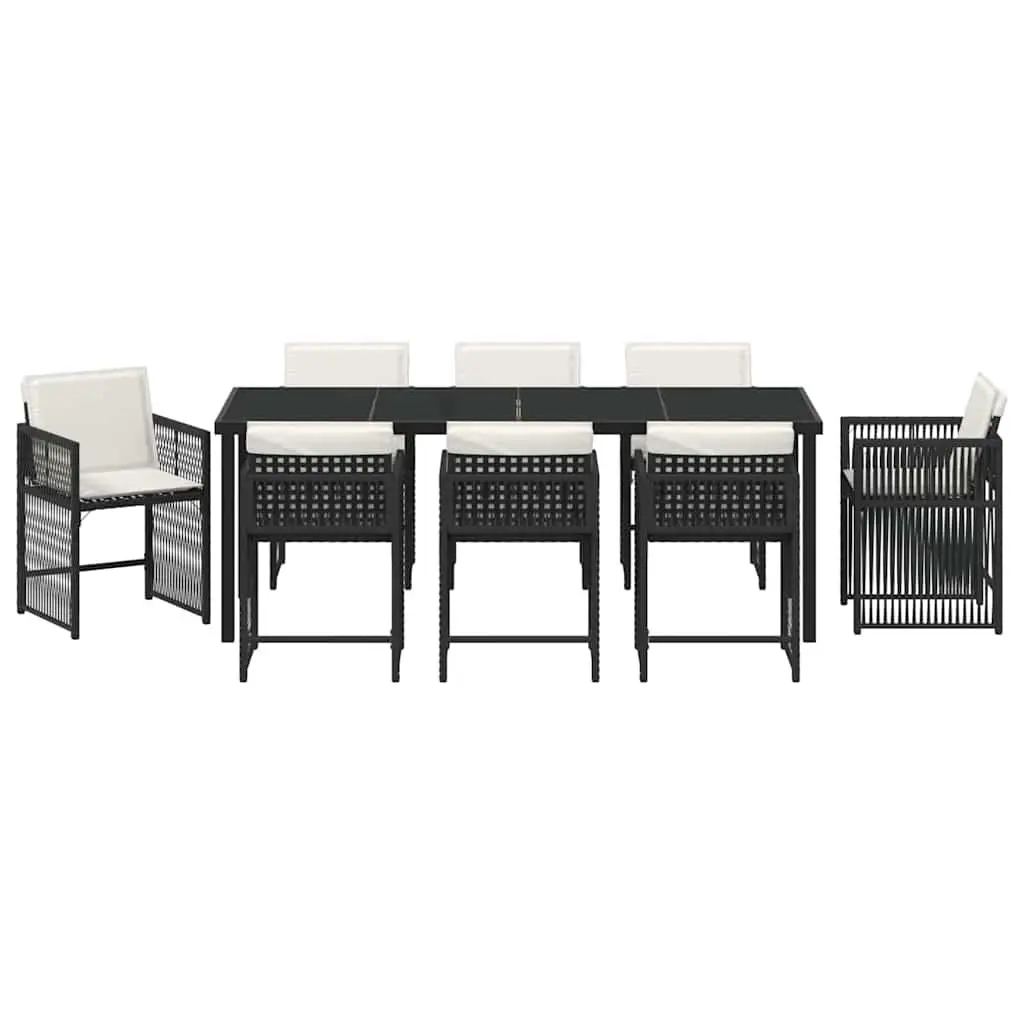 9-Piece Black Outdoor Dining Set with Glass Table