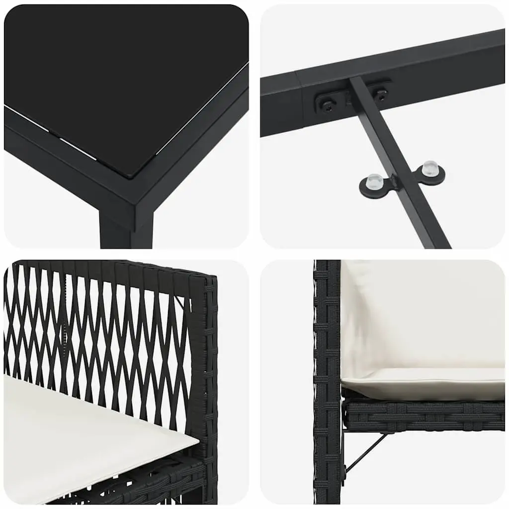 9-Piece Black Outdoor Dining Set with Glass Table