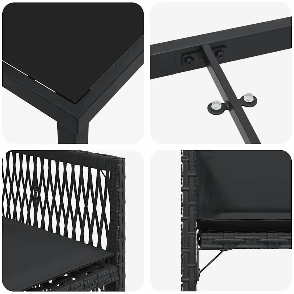 5-Piece Garden Dining Set in Black Poly Rattan