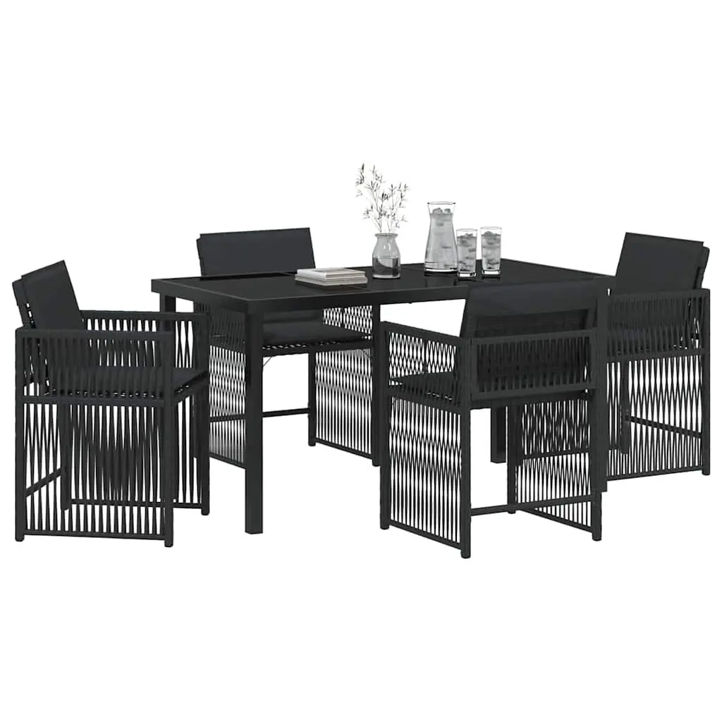 Garden Dining Set 5 Piece Black Outdoor Furniture Poly Rattan Table Chairs