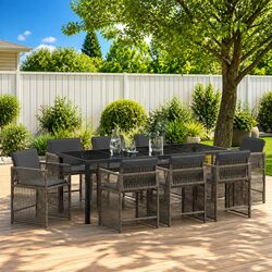 Grey 9-Piece Garden Dining Set for Outdoor Spaces