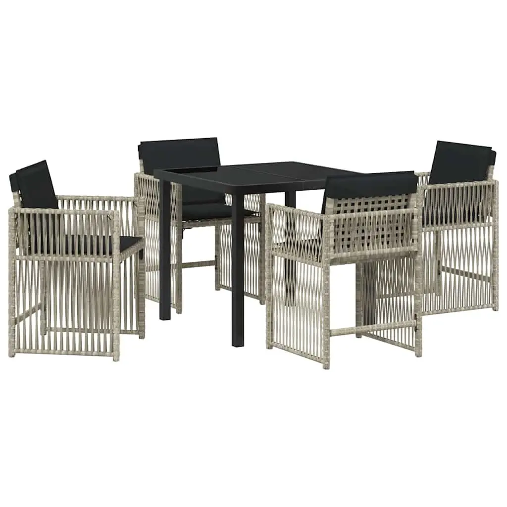 Light Grey Garden Dining Set 5 Piece Patio Table & Chairs