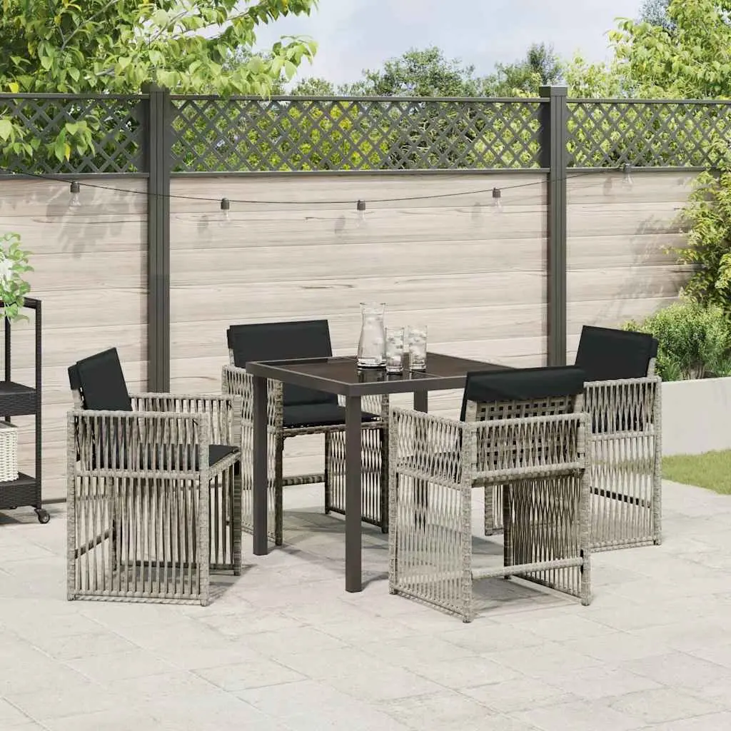 Light Grey Garden Dining Set 5 Piece Patio Table & Chairs