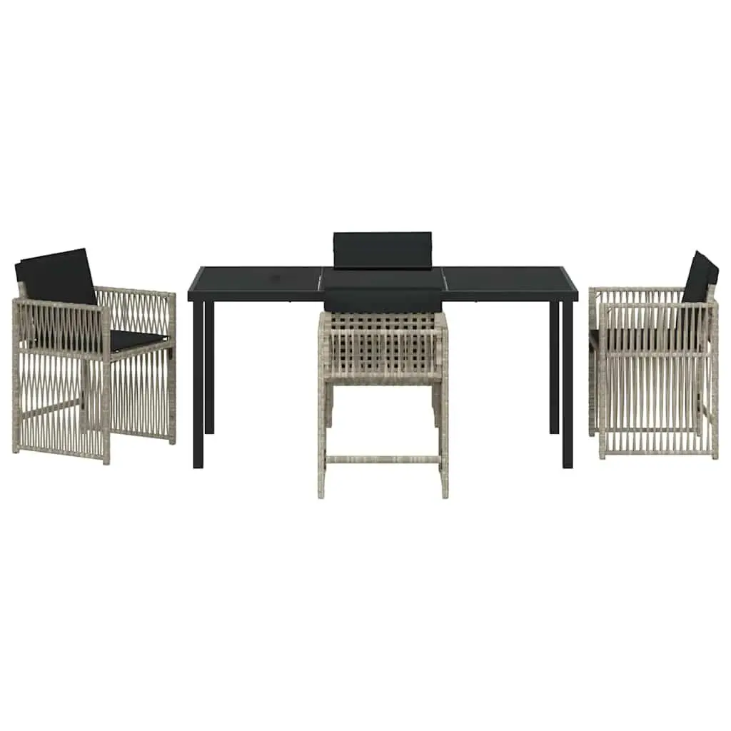 5-Piece Light Grey Garden Dining Set with Rattan Chairs