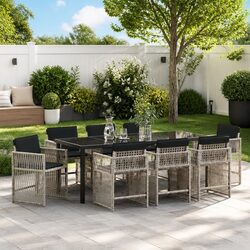 Light Grey 9-Piece Garden Dining Set for Outdoor Spaces