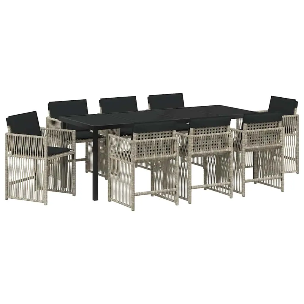 Light Grey 9-Piece Garden Dining Set for Outdoor Spaces