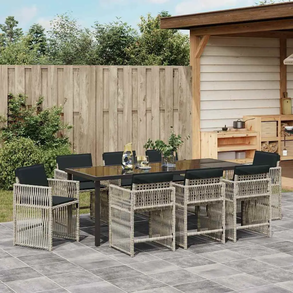 Light Grey 9-Piece Garden Dining Set for Outdoor Spaces