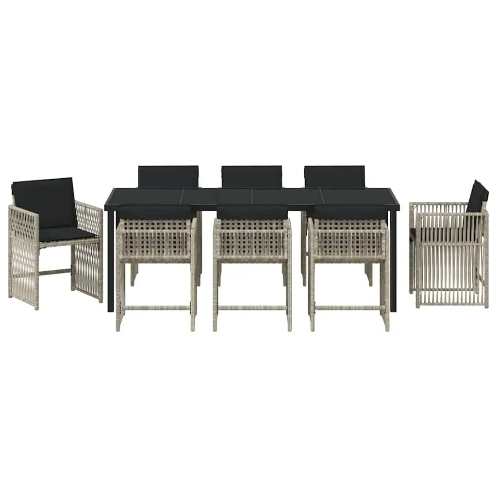 Light Grey 9-Piece Garden Dining Set for Outdoor Spaces