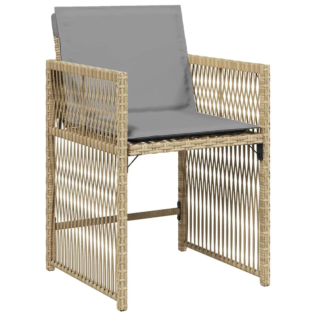5-Piece Beige Poly Rattan Garden Dining Set