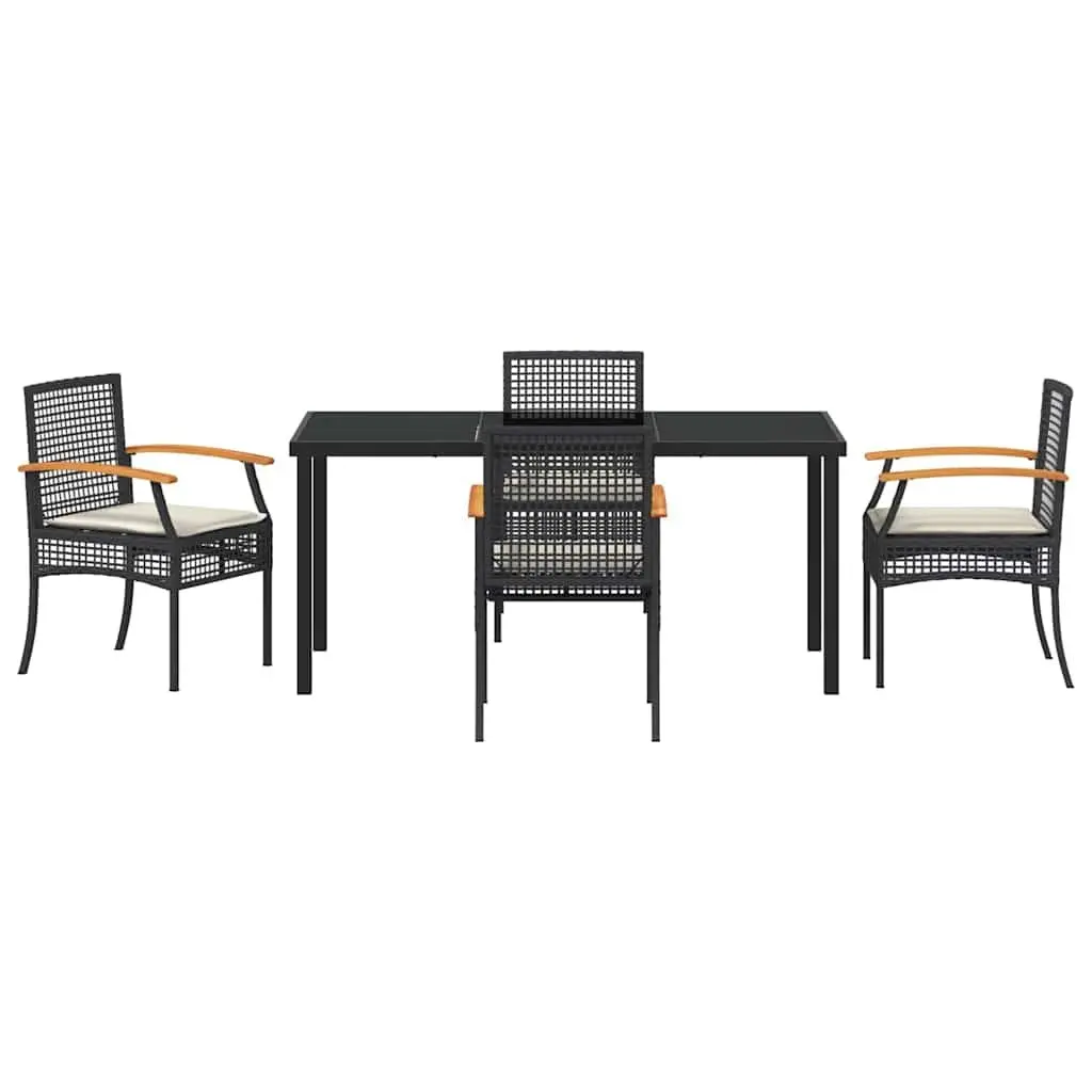5 Piece Black Rattan Garden Dining Set