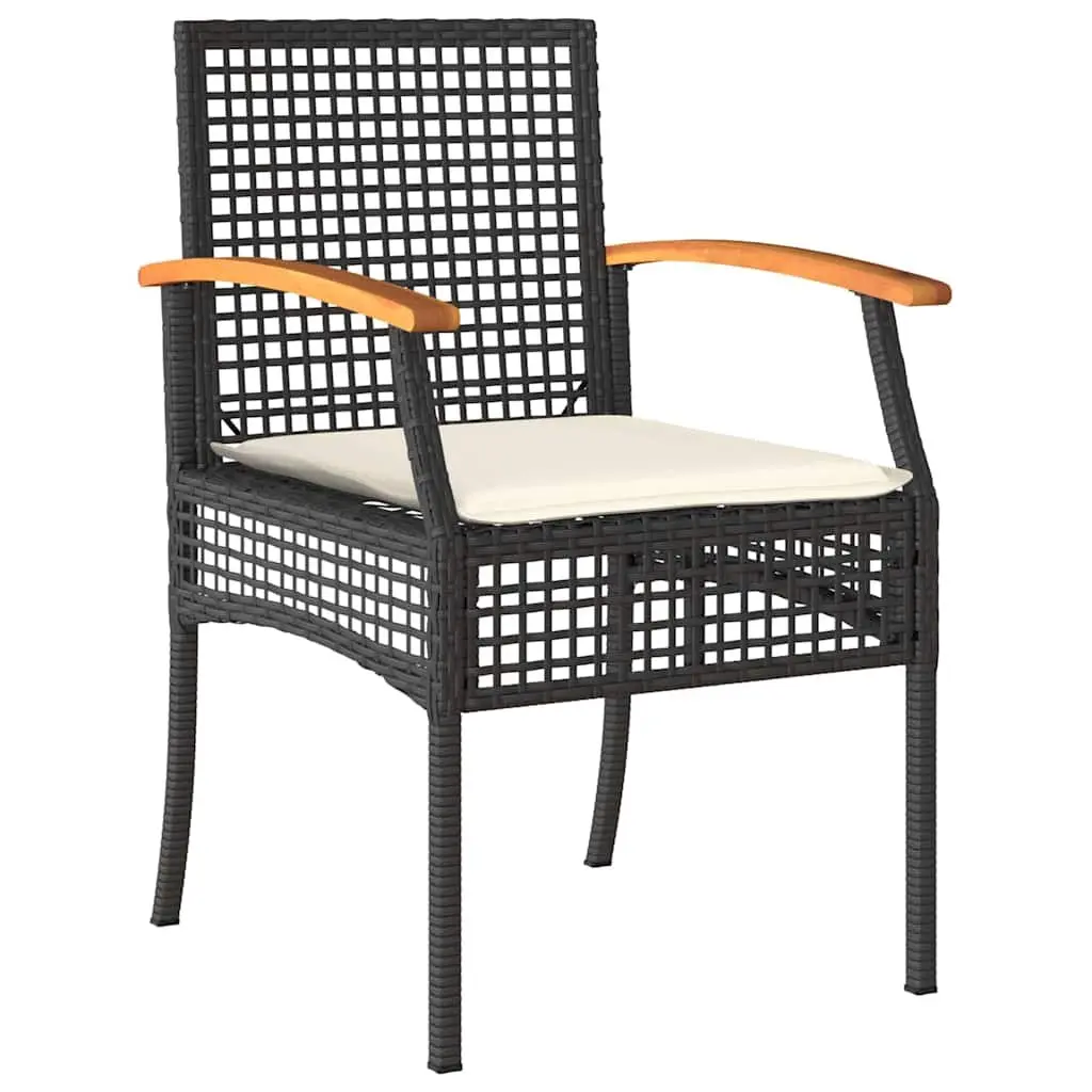 9-Piece Garden Dining Set with Black Rattan Chairs
