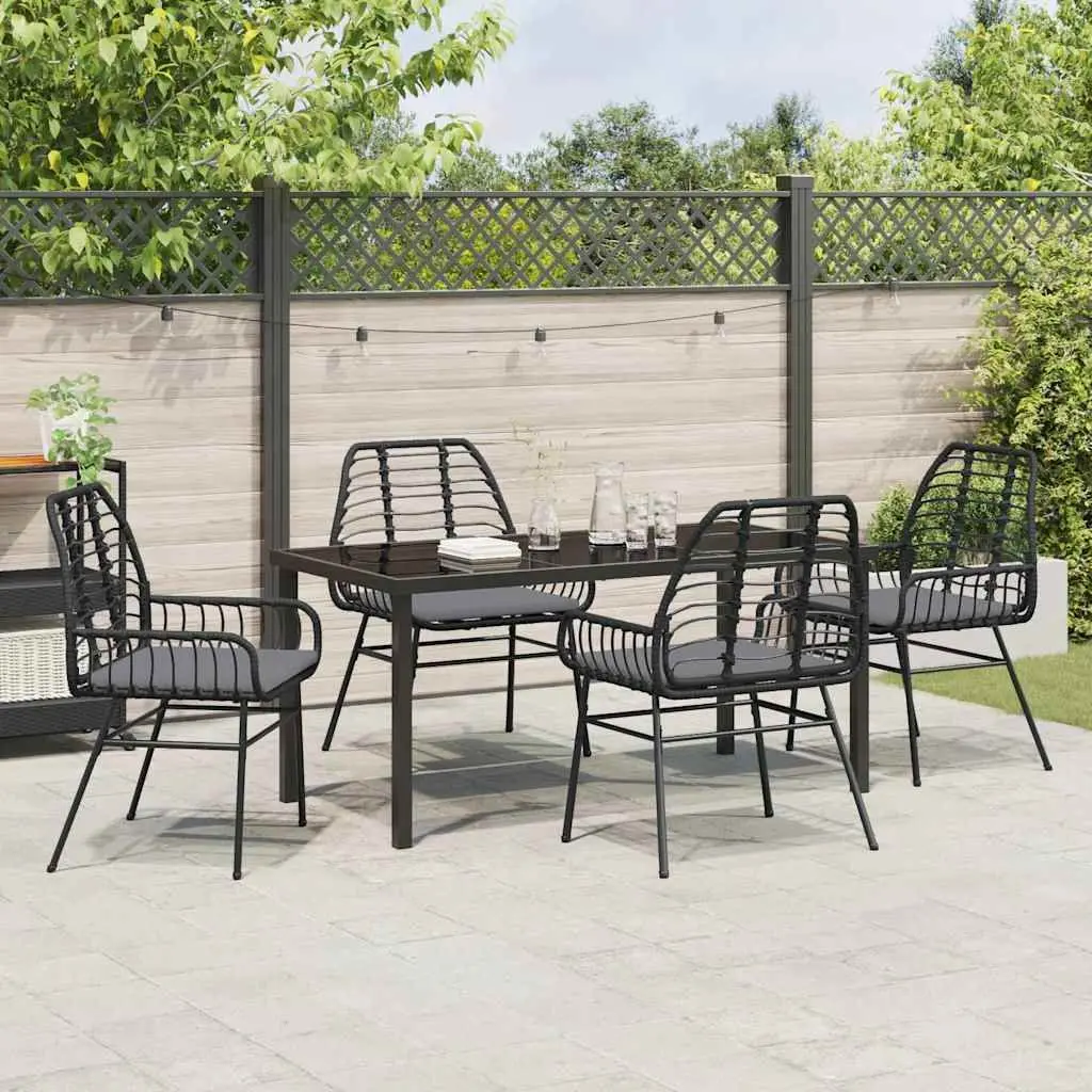 5-Piece Outdoor Dining Set with Black Poly Rattan