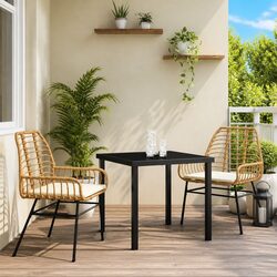 Brown 3-Piece Poly Rattan Outdoor Dining Set