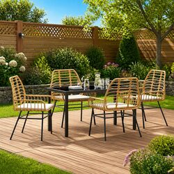 5-Piece Brown Outdoor Dining Set with Durable Poly Rattan